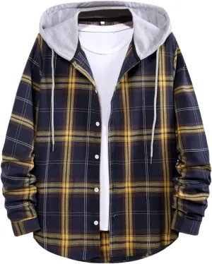 Hoodies for Men Plaid Flannel Shirts Long Sleeve Casual Button Down Shirt Shacket 2024 Fall Lightweight Clothes