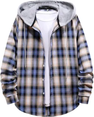 Hoodies for Men Plaid Flannel Shirts Long Sleeve Casual Button Down Shirt Shacket 2024 Fall Lightweight Clothes