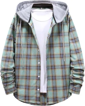 Hoodies for Men Plaid Flannel Shirts Long Sleeve Casual Button Down Shirt Shacket 2024 Fall Lightweight Clothes
