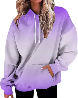 Hoodies for Women Gradient Color Oversized Hoodies Trendy 2024 Pullover Sweatshirts Comfort Sweatshirt Fall Fashion Clothes