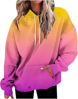 Hoodies for Women Gradient Color Oversized Hoodies Trendy 2024 Pullover Sweatshirts Comfort Sweatshirt Fall Fashion Clothes