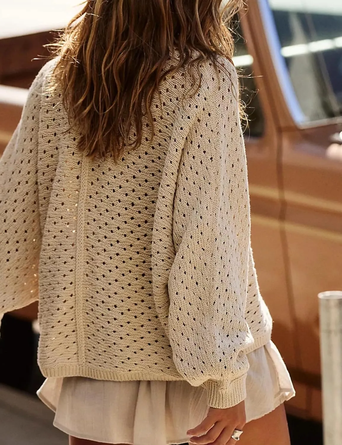 Hoodies for Women Oversized Knit Sweatshirt Long Sleeve Button Drawstring V Neck Pullover Sweaters