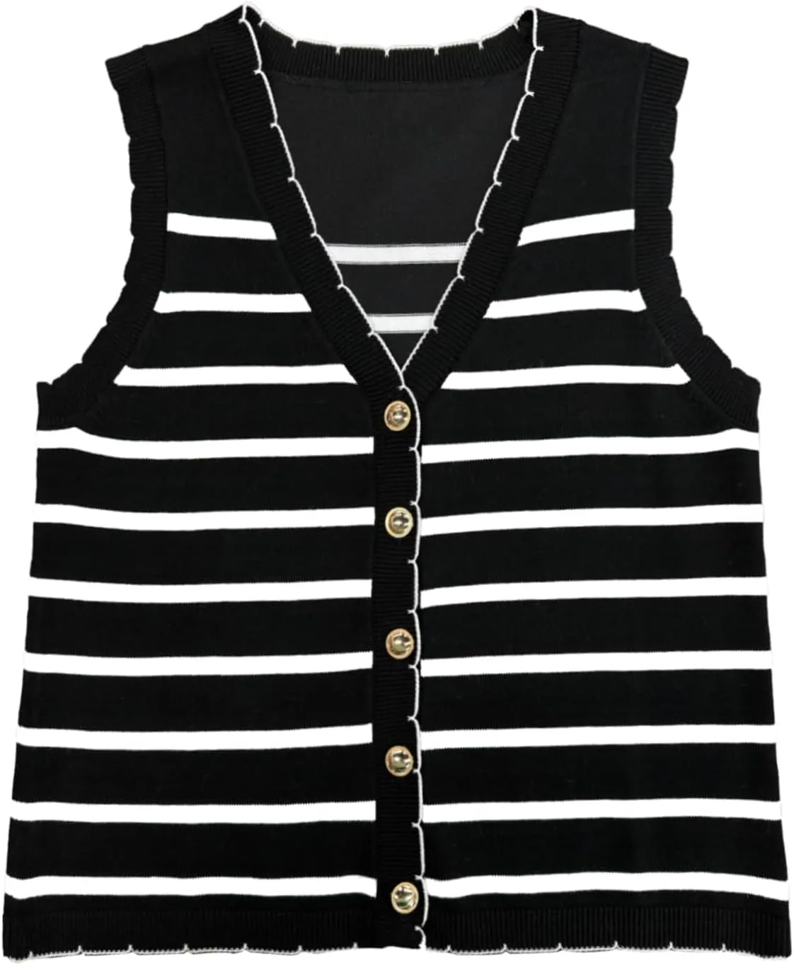HVT Vest Tops for Women V Neck Striped Sweater Vests 2025 Summer Vacation Button Up Outfits Spring Tops