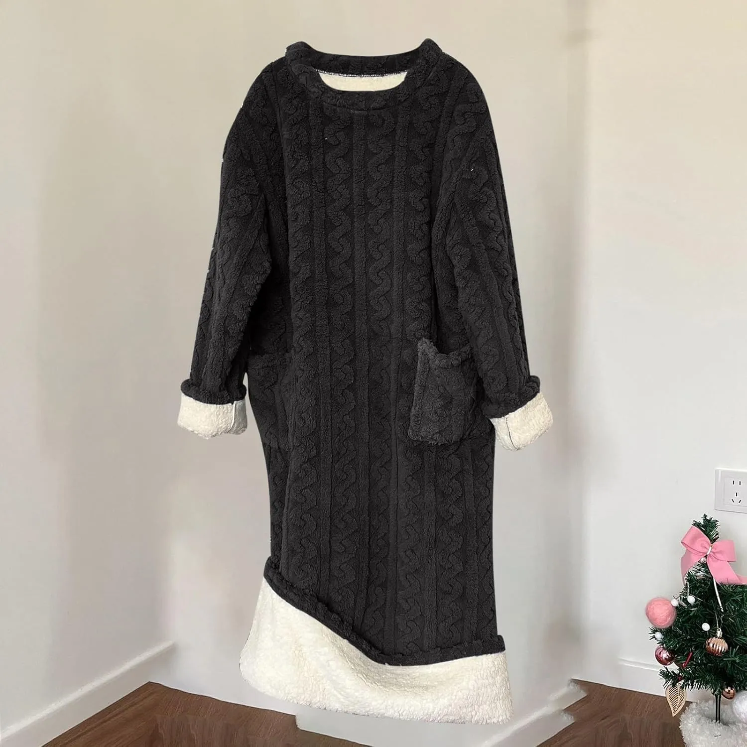 Hvyesh Flannel Nightgowns for Women Cotton Long Sleeve Fuzzy Fleece Cozy Plush Warm Winter Loungewear Sleepdress Nightdress