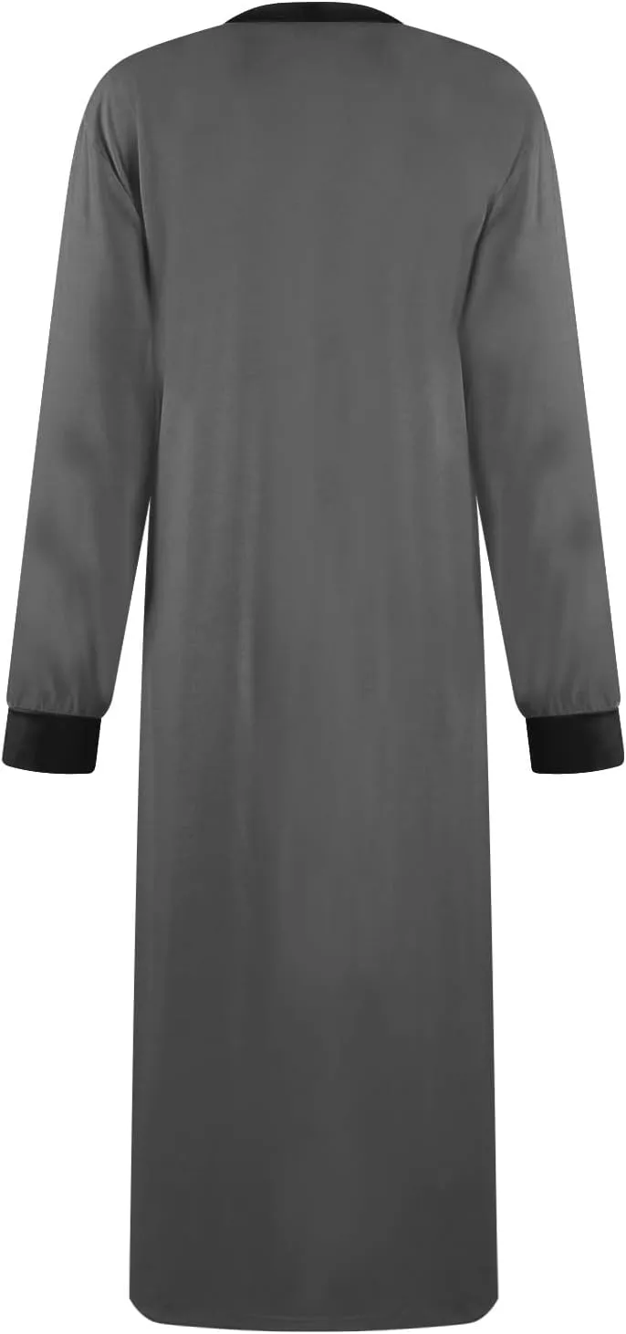 HXHYQKP Long Sleeve Nightgowns for Women Nightgown Sleep Shirts Oversized Sleep Dress Long Soft Housecoat with Pockets