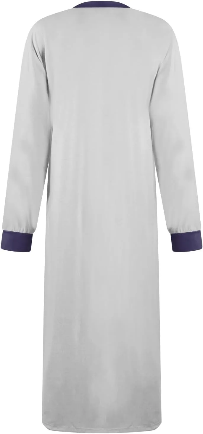 HXHYQKP Long Sleeve Nightgowns for Women Nightgown Sleep Shirts Oversized Sleep Dress Long Soft Housecoat with Pockets