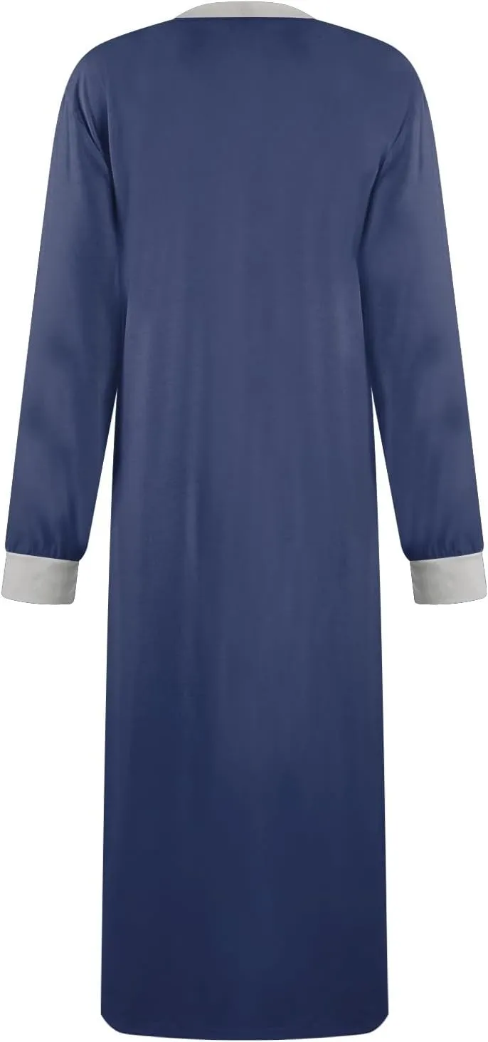 HXHYQKP Long Sleeve Nightgowns for Women Nightgown Sleep Shirts Oversized Sleep Dress Long Soft Housecoat with Pockets