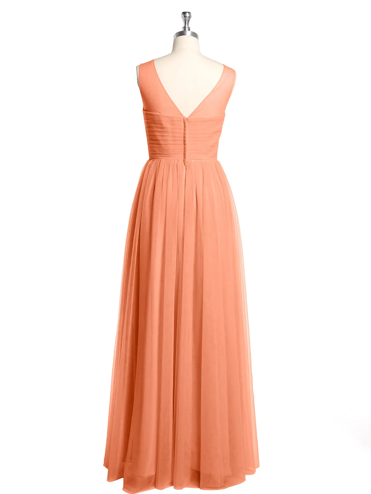 Illusion Neck Cross Tulle Bridesmaid Dresses-Papaya Plus Size