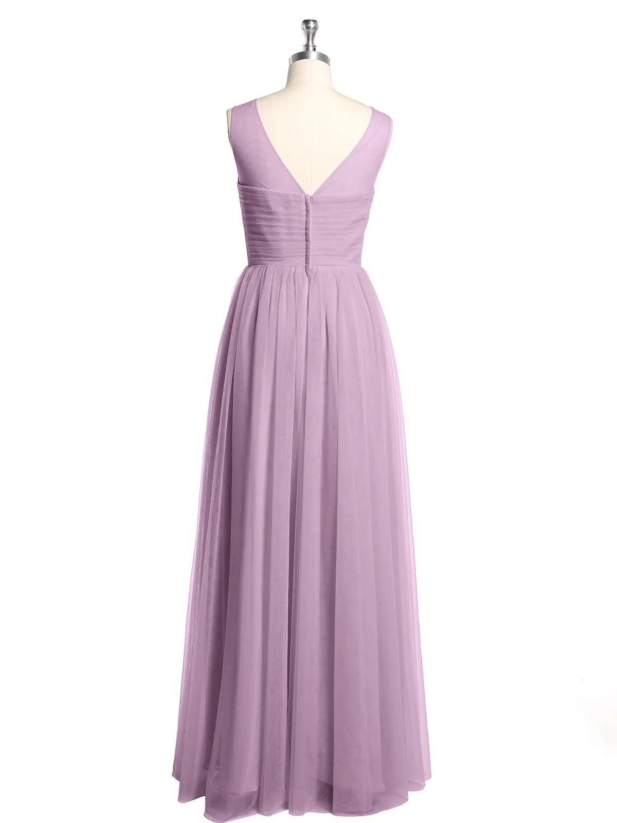 Illusion Neck Cross Tulle Bridesmaid Dresses-Wisteria