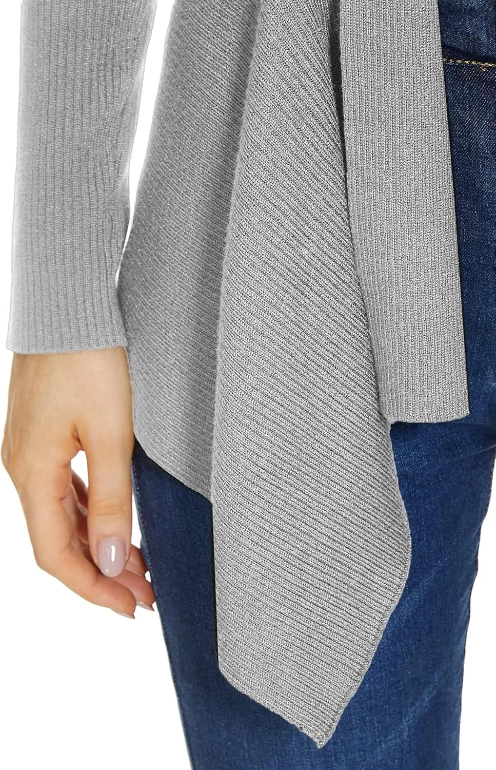 INKOFF Womens Draped Front Cardigan Sweaters Long Sleeve Waterfall Irregular Hem Cardigans Lighweight