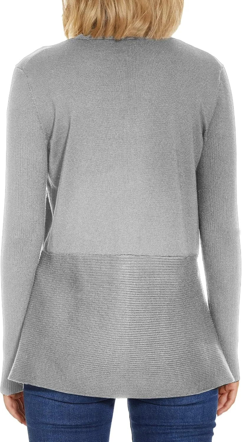 INKOFF Womens Draped Front Cardigan Sweaters Long Sleeve Waterfall Irregular Hem Cardigans Lighweight