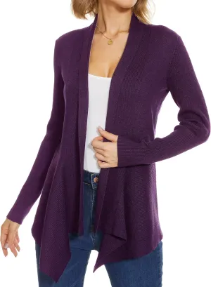 INKOFF Womens Draped Front Cardigan Sweaters Long Sleeve Waterfall Irregular Hem Cardigans Lighweight
