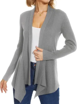 INKOFF Womens Draped Front Cardigan Sweaters Long Sleeve Waterfall Irregular Hem Cardigans Lighweight