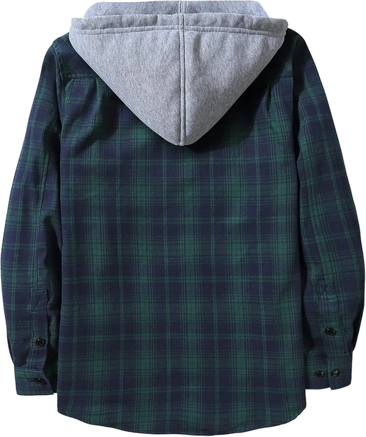 JACKETOWN Hooded Flannel Shirt for Men Plaid Shirts Long Sleeve Flannel Jacket Button-Down Shirt Jacket with Hood