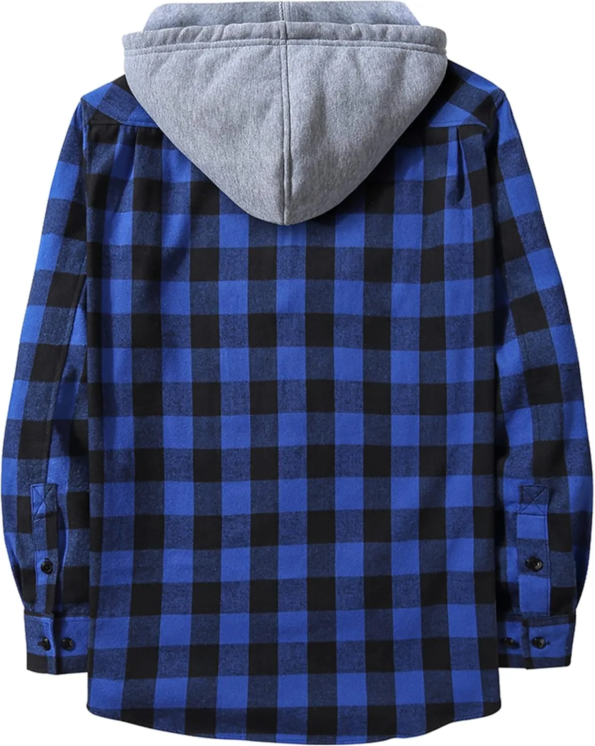 JACKETOWN Hooded Flannel Shirt for Men Plaid Shirts Long Sleeve Flannel Jacket Button-Down Shirt Jacket with Hood