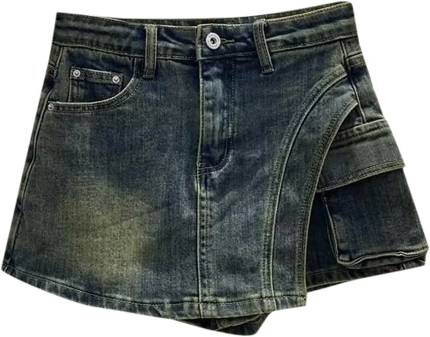 Jean Skirts for Women High Waist Casual Summer Denim Skort Button Down Asymmetrical Y2K A Line Mini Skirt Shorts