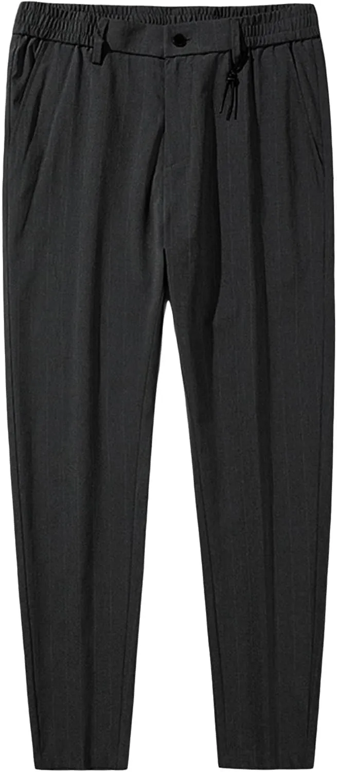 JEShifangjiusu Men's Skinny-Fit Wrinkle-Free Comfort Pants Stretch Chino Pant Trousers Dress Pants Slim Fit Skinny Suit Pants (32,Black), Black, 32