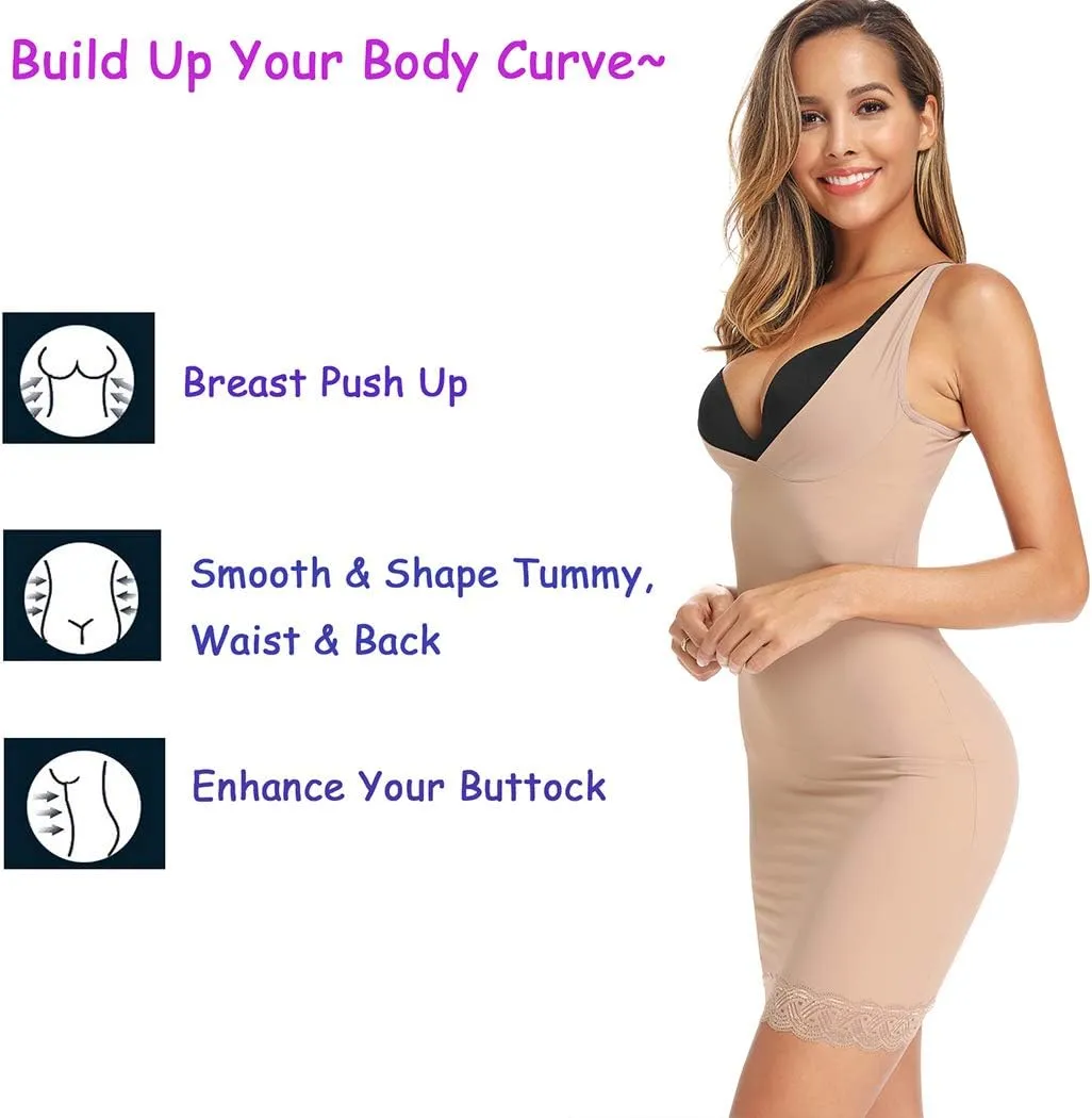 JOYSHAPER Womens Full Slips for Under Dresses Tummy Control Body Slimmer Dress Shapewear Slip V Neck Slimming Slip