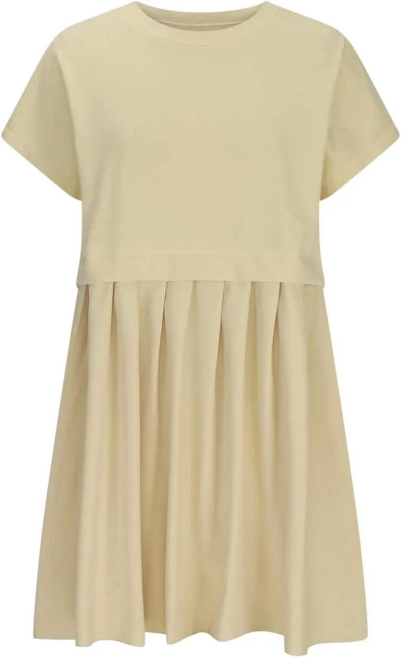 jsaierl Womens Summer Dress Oversized Pleated Short Dress Cute Sweet Mini Dress Comfy Loose Beach Dress Sun Dress 2025