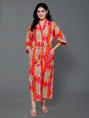 Jungle Printed Kimono Bath Robe Women Dress cotton kimono robe Bath robe