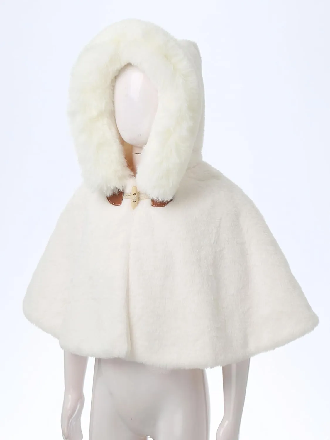 Kaerm Toddler Baby Girls Cute Carseat Poncho Faux Fur Hooded Cape Cloak Fleece Jacket Coat Winter Outerwear
