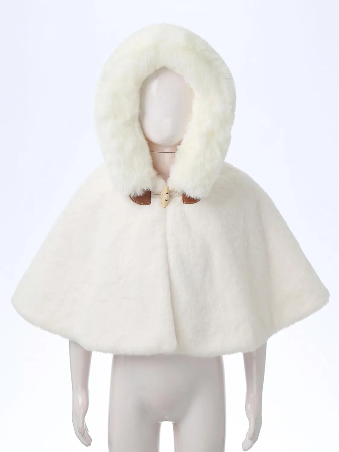 Kaerm Toddler Baby Girls Cute Carseat Poncho Faux Fur Hooded Cape Cloak Fleece Jacket Coat Winter Outerwear