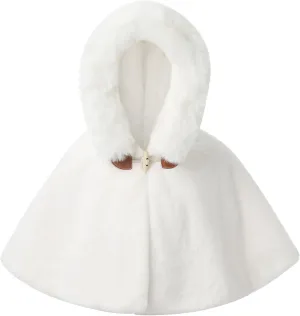 Kaerm Toddler Baby Girls Cute Carseat Poncho Faux Fur Hooded Cape Cloak Fleece Jacket Coat Winter Outerwear