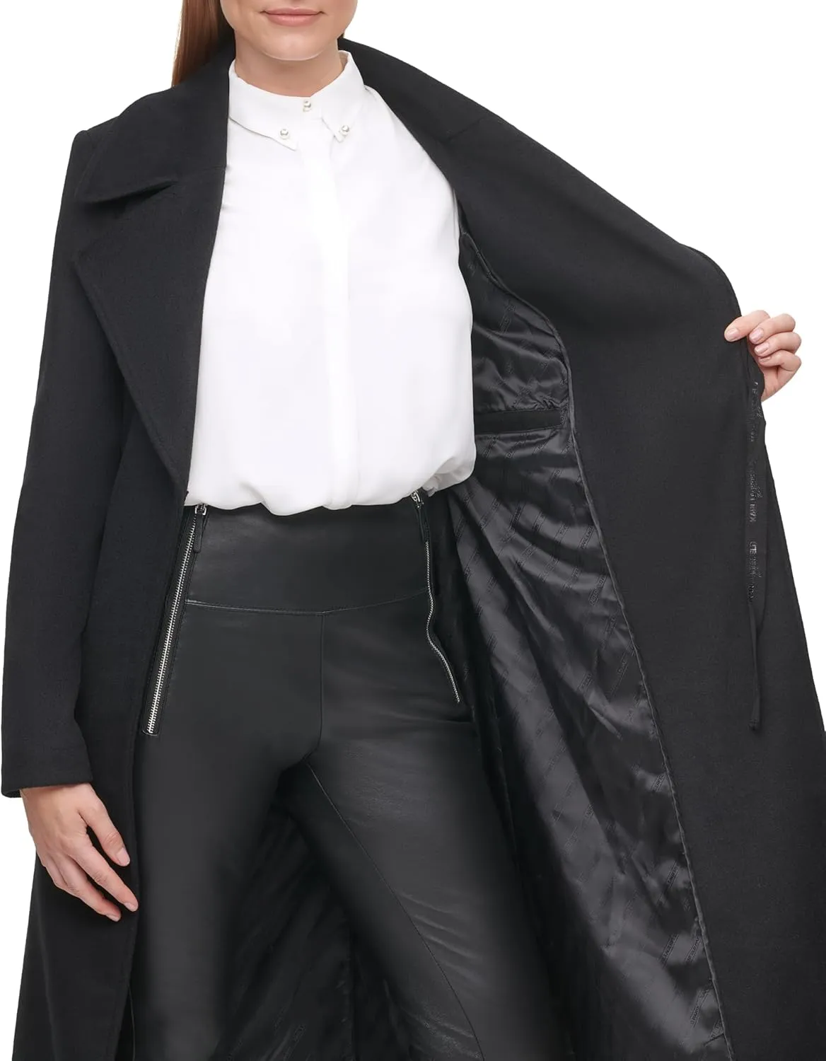 Karl Lagerfeld Paris Women's Luxe Twill Classic Belted Maxi
