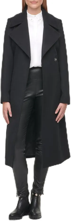 Karl Lagerfeld Paris Women's Luxe Twill Classic Belted Maxi