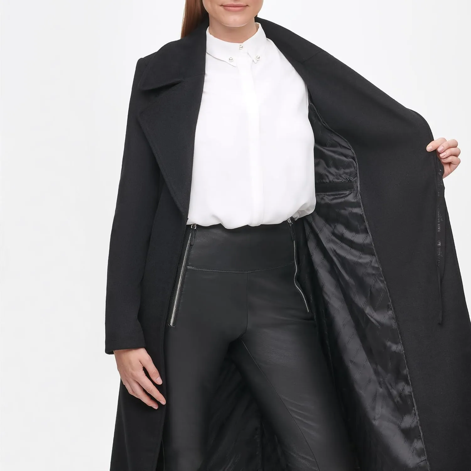 Karl Lagerfeld Paris Women's Luxe Twill Classic Belted Maxi