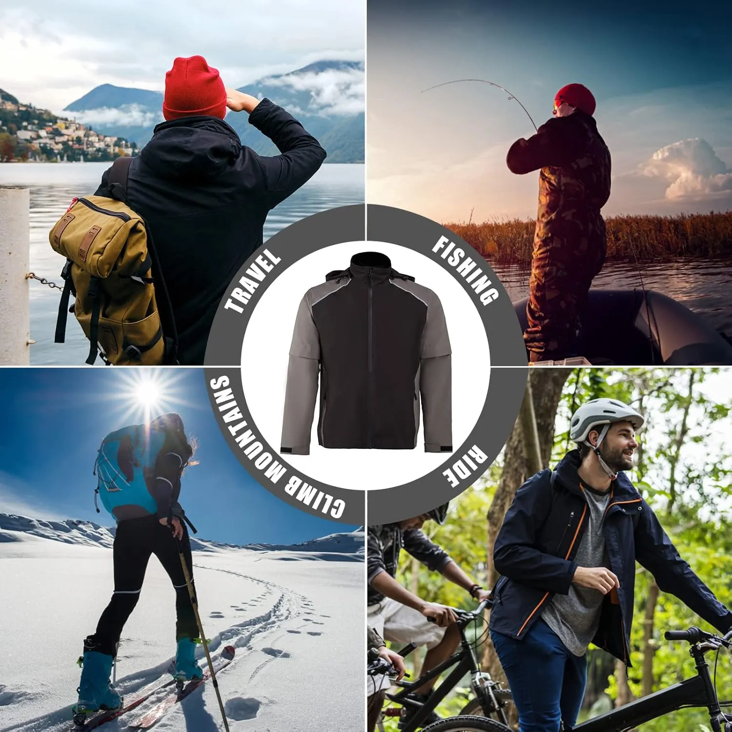 K.E.J. Golf Rain Jacket for Men Waterproof Raincoat Lightweight Jacket Golf Suit for Hiking Cycling Running Camping Traveling