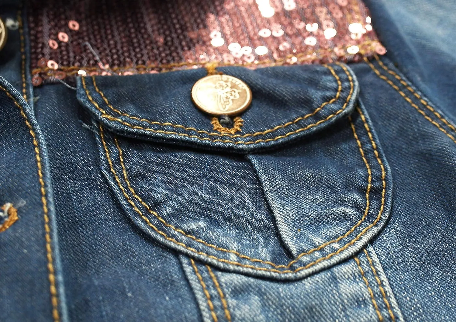 KIDSCOOL SPACE Little Girl Jean Jacket,Flower Embroidered Denim Outfits
