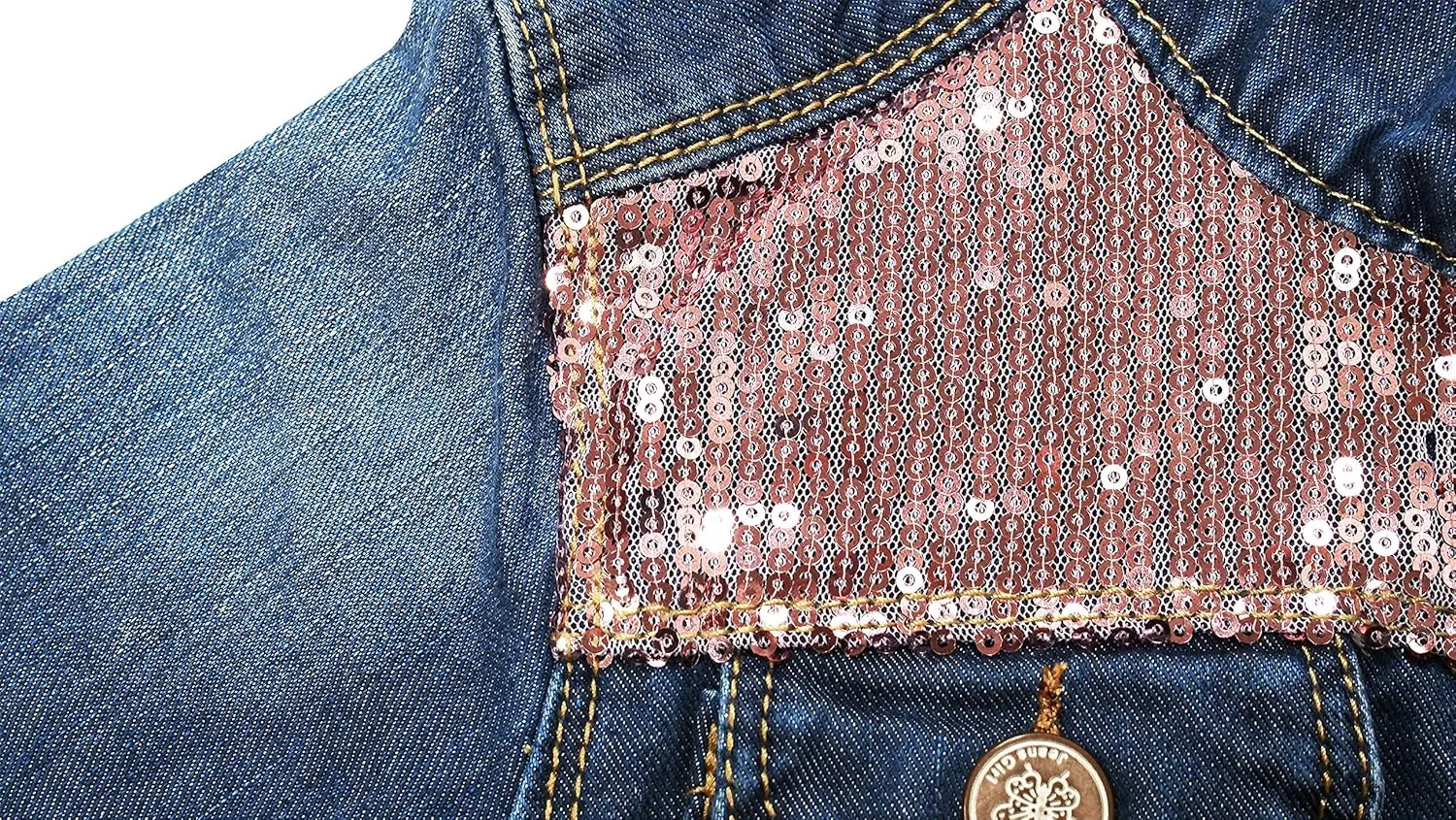 KIDSCOOL SPACE Little Girl Jean Jacket,Flower Embroidered Denim Outfits