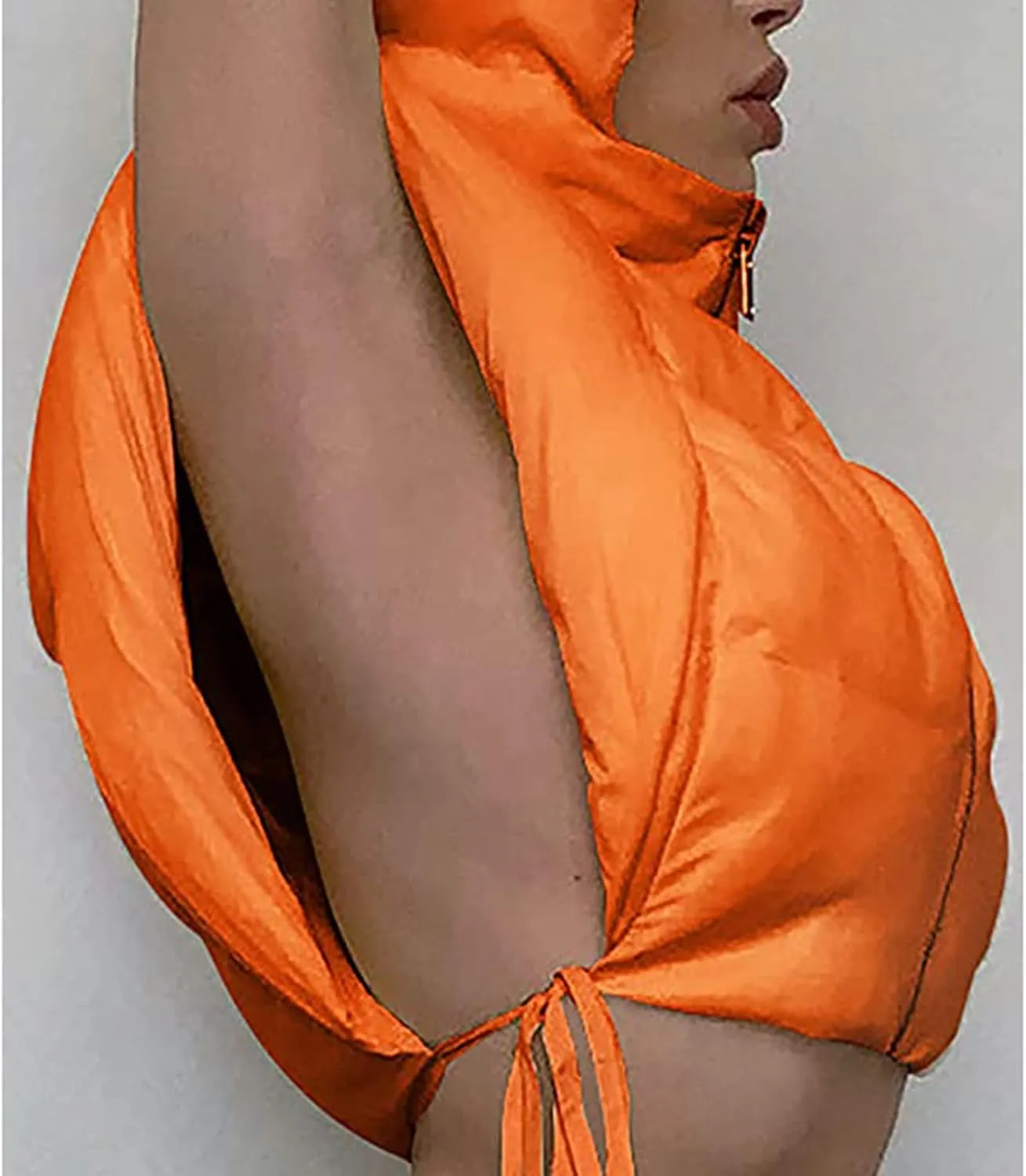 Kissonic Women's Cropped Padded Puffer Vest Hooded Zip Up Sleeveless Jacket