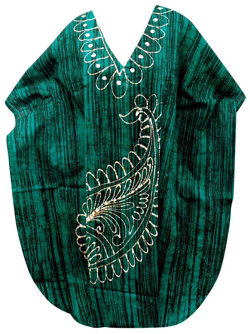 LA LEELA Cotton Batik Short Caftan Vacation Top OSFM 14-18W [L- 2X] Halloween Black_S166