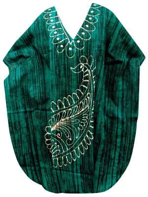 LA LEELA Cotton Batik Short Caftan Vacation Top OSFM 14-18W [L- 2X] Halloween Black_S166