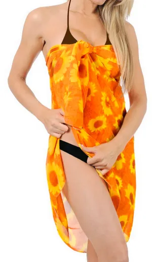 LA LEELA Womens Hawaiian Sarong For Women Plus Size Beach Wrap 72"x42" Orange_L721