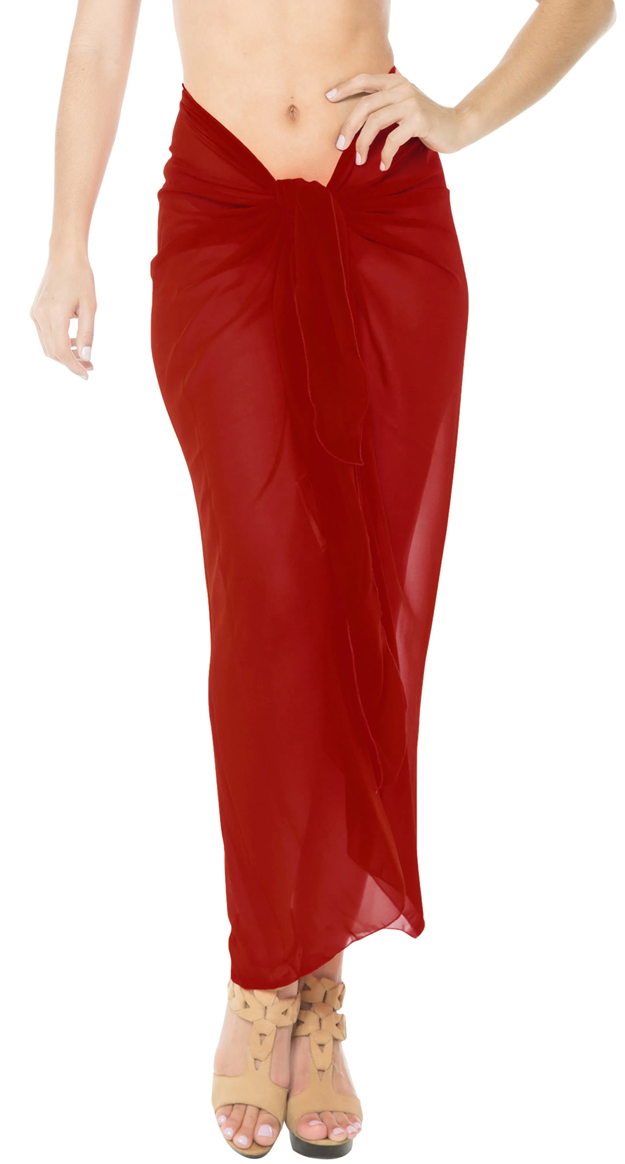 LA LEELA Women's Swimsuit Cover Up Summer Beach Wrap Skirt 78"x42" Red_E471