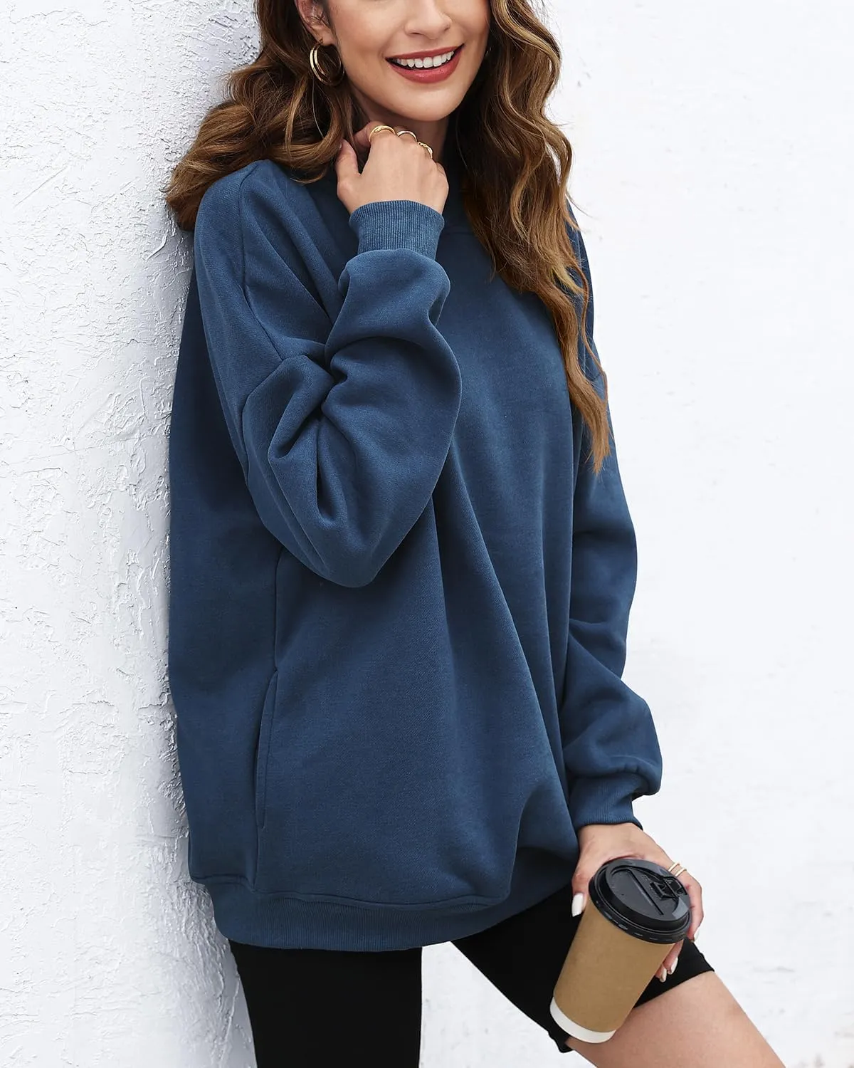 LaLaLa Womens Oversized Hoodies Fleece Lined Long Sleeve Sweatshirts Casual Loose Trendy Pullover Sweaters with Pockets