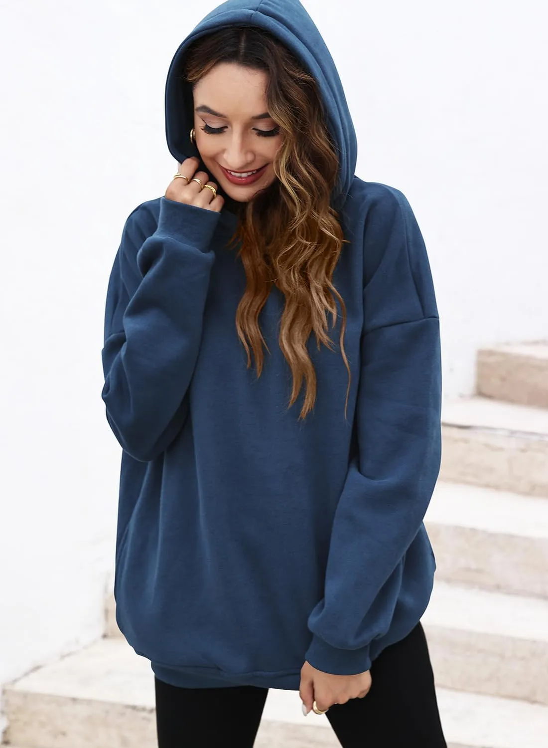 LaLaLa Womens Oversized Hoodies Fleece Lined Long Sleeve Sweatshirts Casual Loose Trendy Pullover Sweaters with Pockets