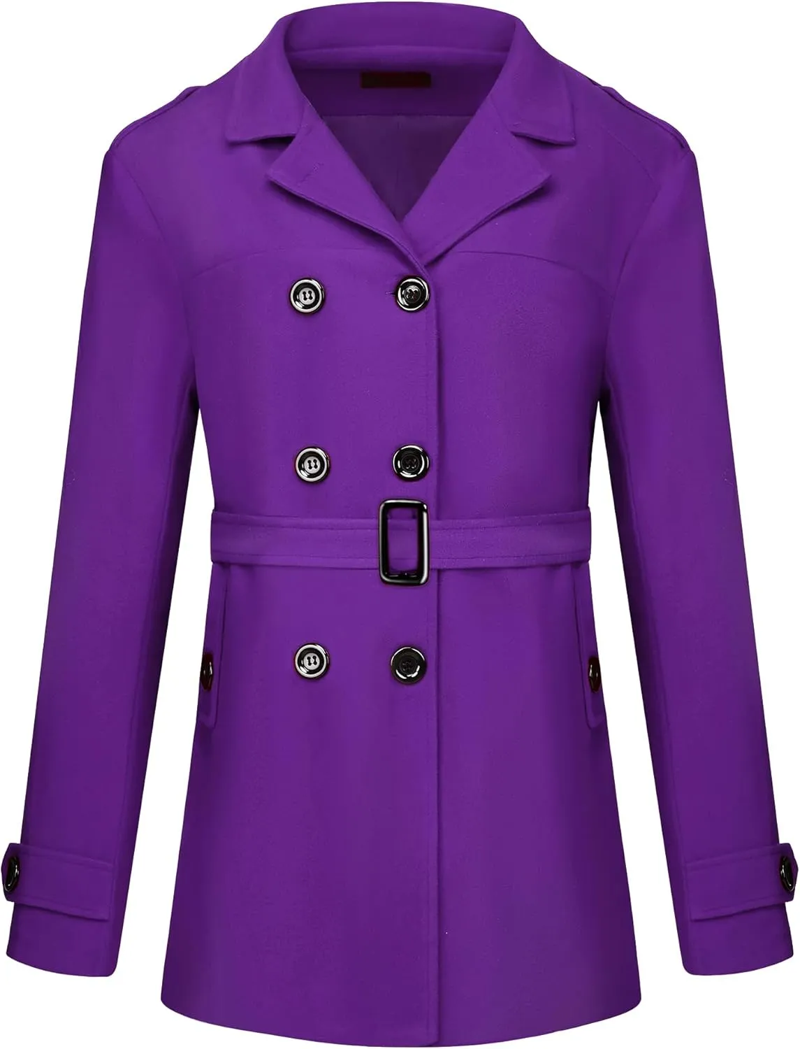 Lars Amadeus Men's Pea Coat Slim Fit Notch Lapel Double Breasted Trench Coat with Belt