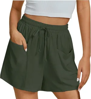 Lastesso Running Shorts for Women Lightweight High Waisted Drawstring Shorts with Pockets Breathable Workout Summer Shorts