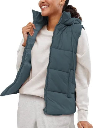 Lentta Women's Sleeveless Quilted Winter Warm Hooded Puffer Vest Padded Gilet Coat