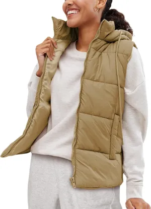 Lentta Women's Sleeveless Quilted Winter Warm Hooded Puffer Vest Padded Gilet Coat