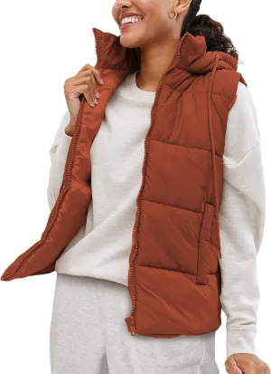 Lentta Women's Sleeveless Quilted Winter Warm Hooded Puffer Vest Padded Gilet Coat