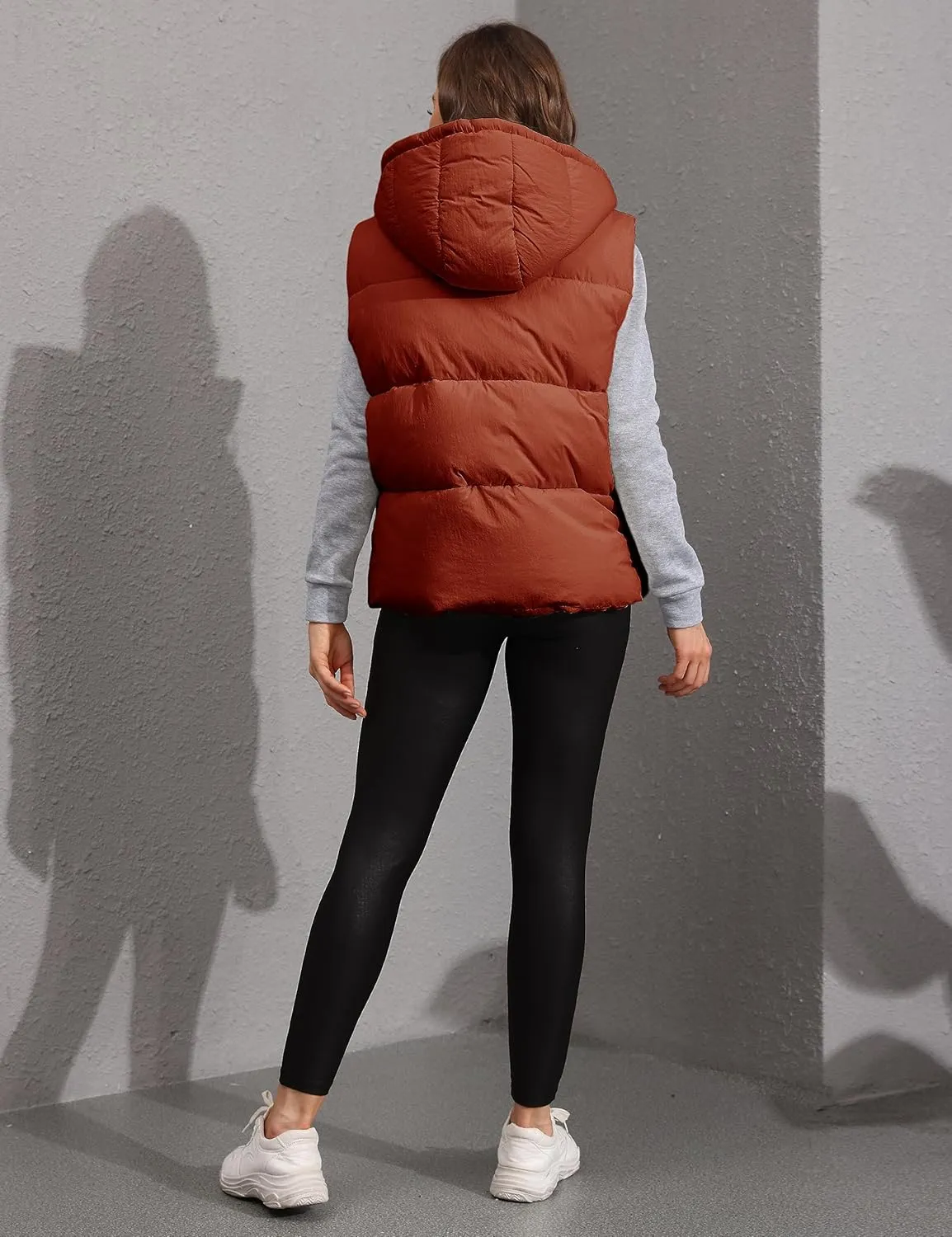 Lentta Women's Sleeveless Quilted Winter Warm Hooded Puffer Vest Padded Gilet Coat