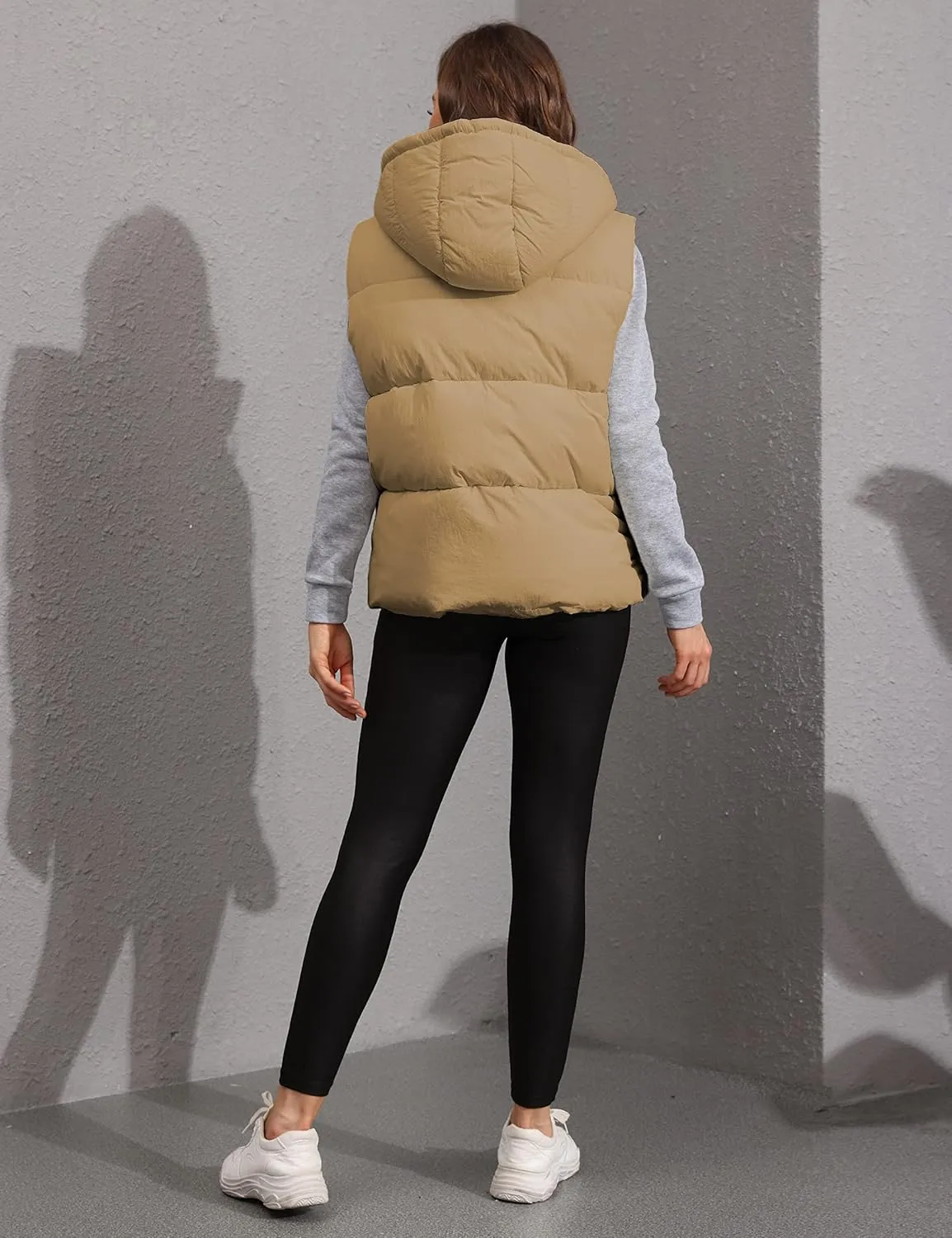 Lentta Women's Sleeveless Quilted Winter Warm Hooded Puffer Vest Padded Gilet Coat