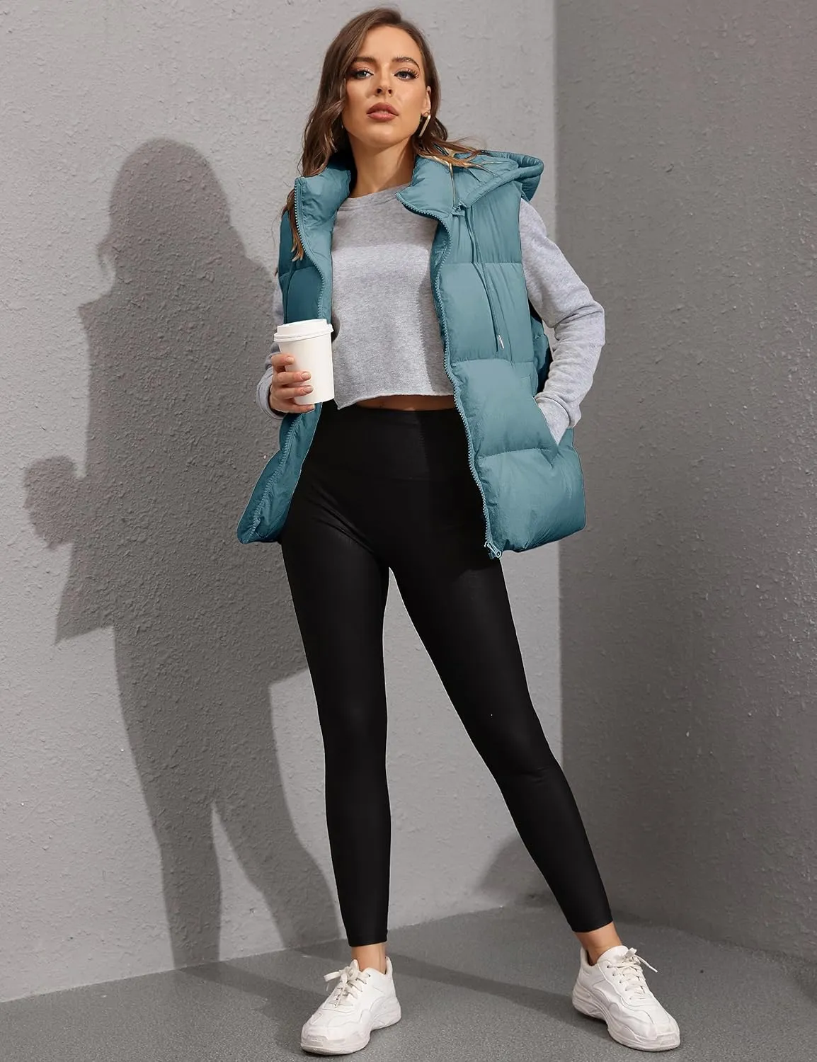 Lentta Women's Sleeveless Quilted Winter Warm Hooded Puffer Vest Padded Gilet Coat