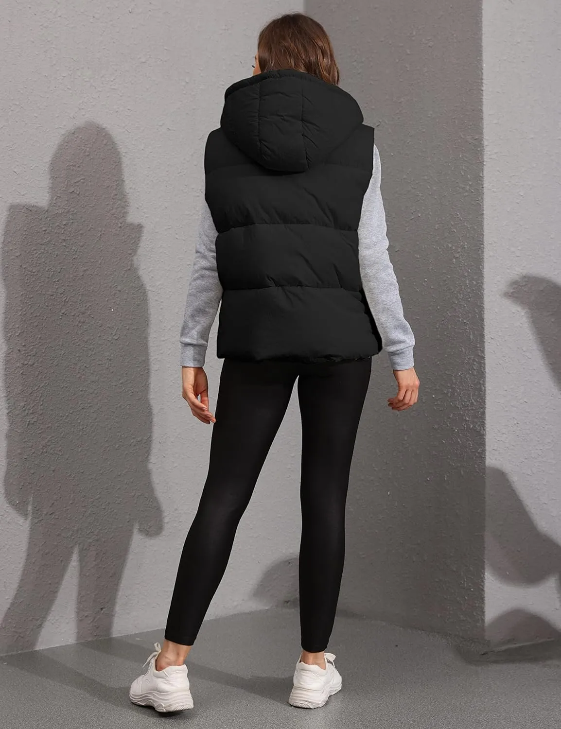Lentta Women's Sleeveless Quilted Winter Warm Hooded Puffer Vest Padded Gilet Coat