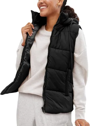 Lentta Women's Sleeveless Quilted Winter Warm Hooded Puffer Vest Padded Gilet Coat